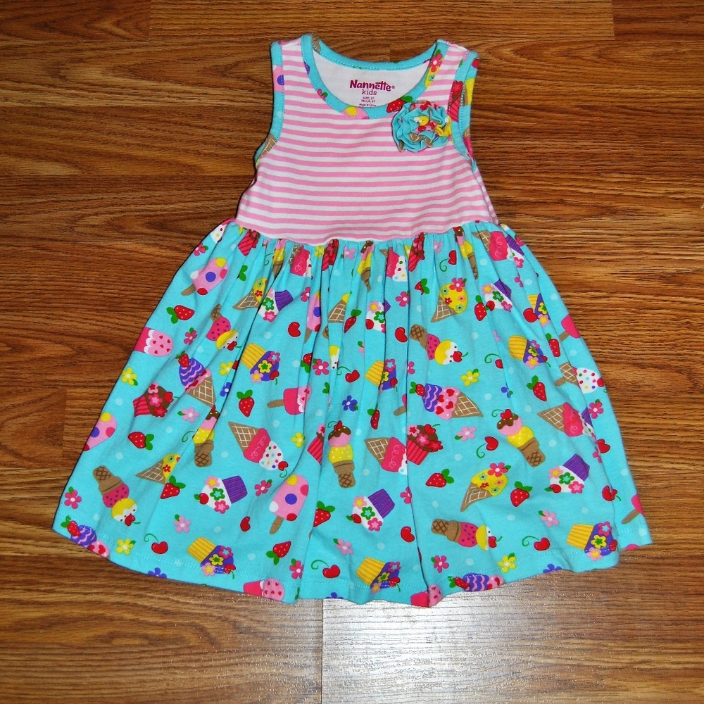 NANNETTE KIDS GIRLS DRESS 3T ICE CREAM SUMMER